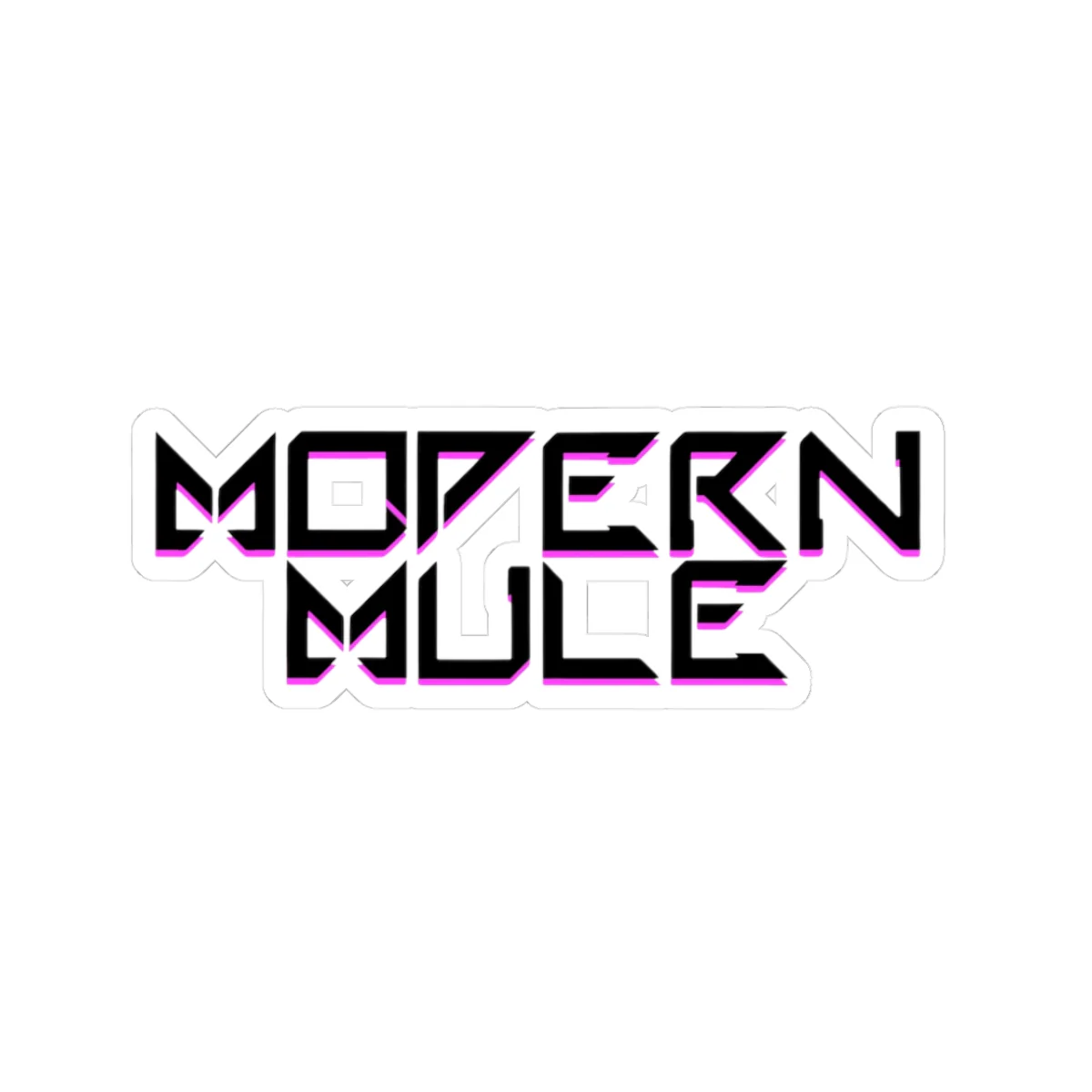 Modern Mule Kiss-Cut Sticker — Retro Futuristic Logo Decal for Laptops & Gear